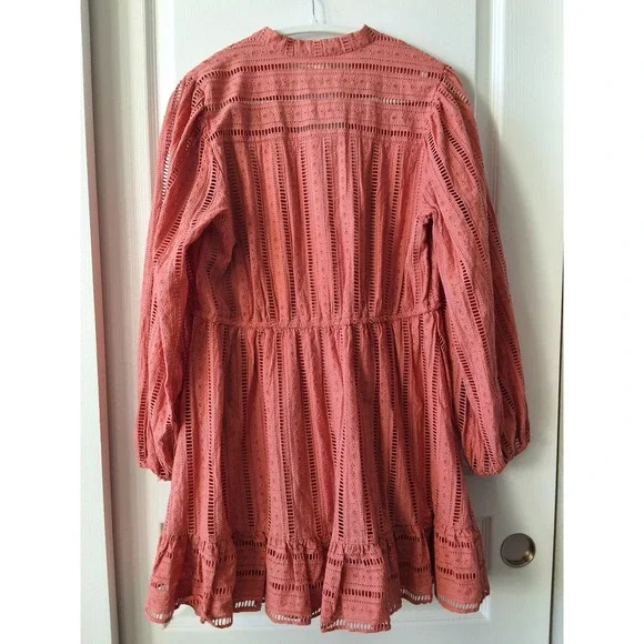 Anthropologie Forever That Girl Medium Eyelet Mini Dress Cotton Boho Cottage NWT - Picture 2 of 7